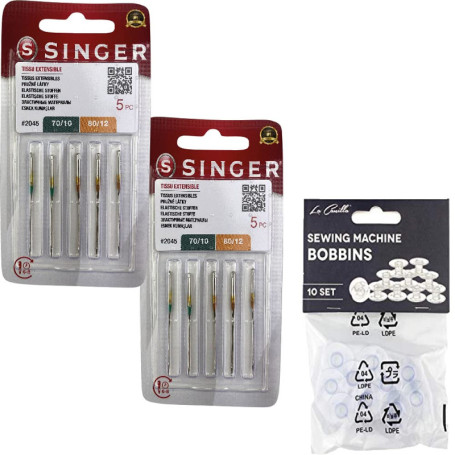Lot de 10 Aiguilles Universelles pour Machine à Coudre - Tissus Élastiques et Tricotés