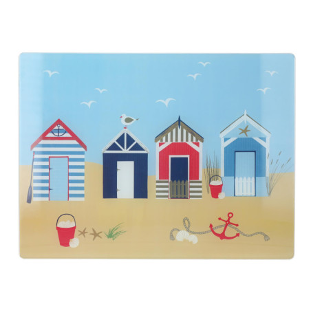 Planche à Découper en Verre Trempé Coastal - Design Bord de Mer 40x30 cm