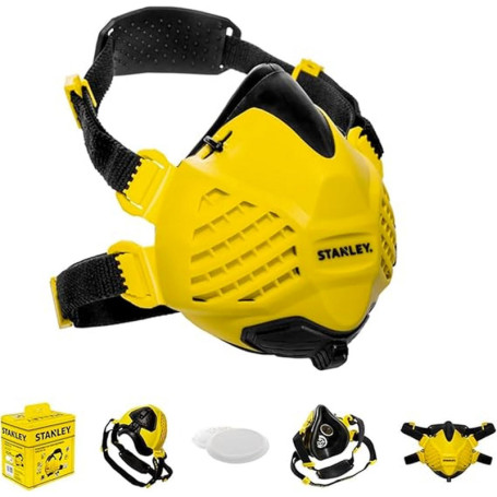 Masque Respiratoire Anti-Poussière Stanley Noir/Jaune avec Technologie Face-Fit