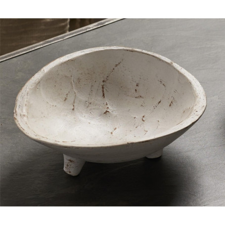 Bol en Terracotta Blanc Décapé avec Pieds - 23 cm