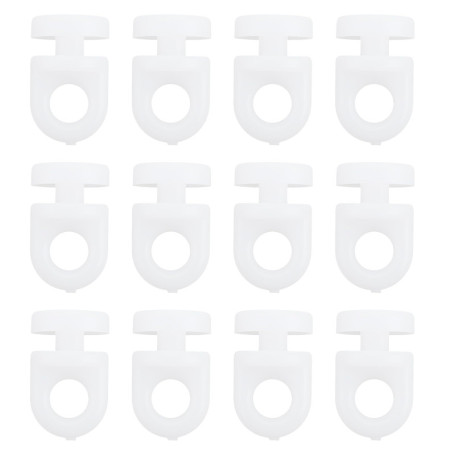 Lot de 100 Crochets en Plastique Blanc pour Tringles à Rideaux