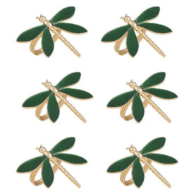 Set de 6 Ronds de Serviette Libellule en Métal pour Décoration de Table