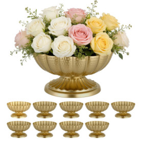 Lot de 10 Vases de Mariage en Métal Doré - Élégance pour Tables de Fête