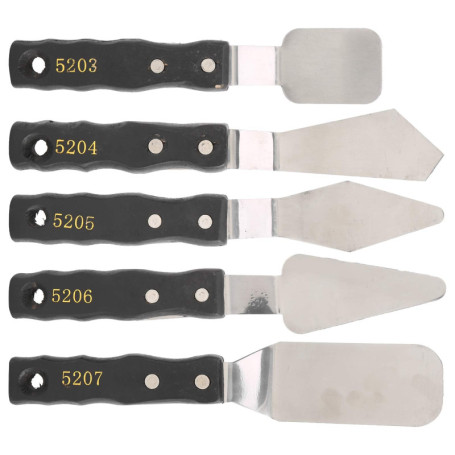 Set de 5 spatules en acier inoxydable pour artistes - Outils de peinture polyvalents