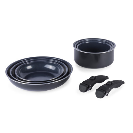 Ensemble de 8 Casseroles et Poêles Russell Hobbs Smart Clip - Empilables et Antiadhésives