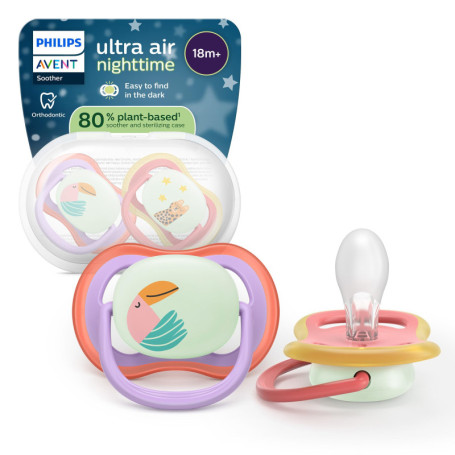 Sucettes de Nuit Philips Avent Ultra Air - Tétines Orthodontiques Phosphorescentes