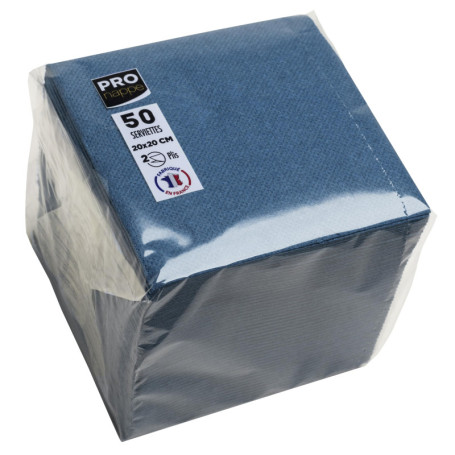 Serviettes Cocktail Micro-Gaufrées 20x20 cm - Bleu Pacifique - 50 Unités