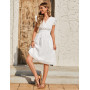 heekpek Robe Ete Femme Mi Longue Coton Col en V Robes Casual Taille Haute Ligne A sans Manche à Volants Robe Boheme Chic Detente
