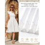 PASUDA Robe Femme Été Chic et Elegant Robes D'été Coton Col V Manches à Volants A-Line Midi Robe Courte Taille Haute Élastiquée 