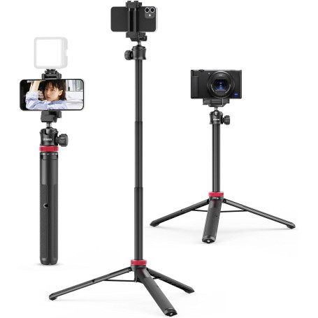 ULANZI MT-44 Perche à Selfie Bluetooth 147 cm, 2 en 1 Portable Trépied pour Smartphone Appareils Photo avec 360° Rotule, Support