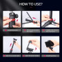 ULANZI MT-44 Perche à Selfie Bluetooth 147 cm, 2 en 1 Portable Trépied pour Smartphone Appareils Photo avec 360° Rotule, Support
