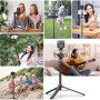 ULANZI MT-44 Perche à Selfie Bluetooth 147 cm, 2 en 1 Portable Trépied pour Smartphone Appareils Photo avec 360° Rotule, Support
