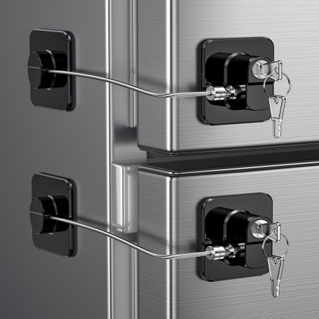 Lot de 2 Cadenas Frigo pour Bloque Réfrigérateur, Armoires et Tiroirs, Four, Fenêtres, Verrou Frigo Enfants Sans Percage ni Outi