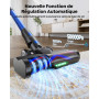SunSare Aspirateur Balai sans Fil, 600W/50KPA/65Mins Aspirateur sans Fil Puissant avec Pliable Adaptateur, Tuyau 1M, Parfumé, Ch