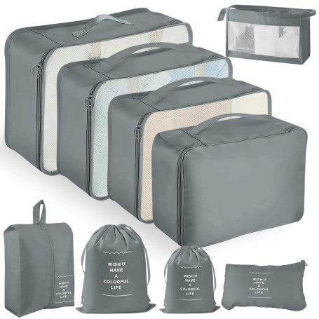 YAMAIDUO Organisateur Valise, Lot de 9 Rangement Valise, Imperméables Packing Cubes Résistant à la Déchirure, Pochette Voyage po