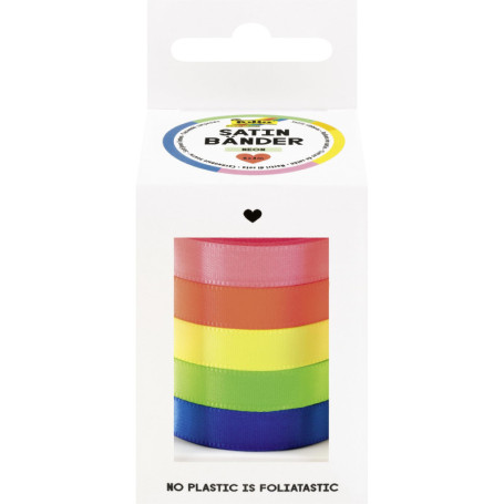 Rubans Satin NEON Multicolores - 5 Rouleaux de 4 m pour Décoration et Cadeaux