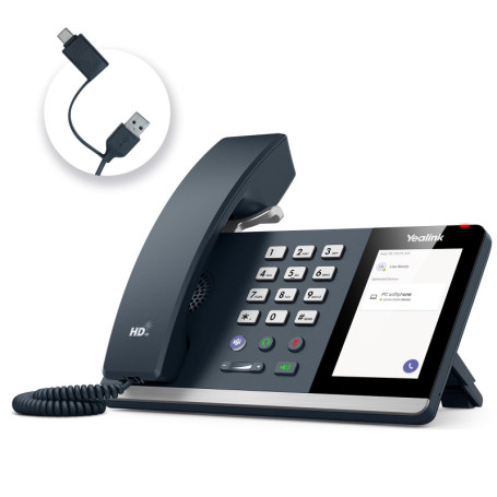 Yealink MP45 - Téléphone USB sans fil certifié Microsoft Teams avec Bluetooth intégré