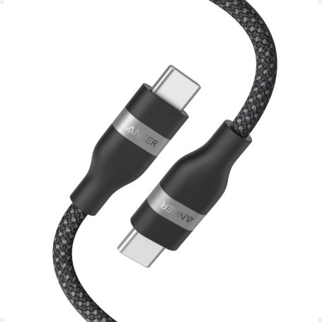 Câble USB-C Anker 240W Tressé Upcyclé - Charge Rapide pour iPhone et MacBook (0,9m, Noir)