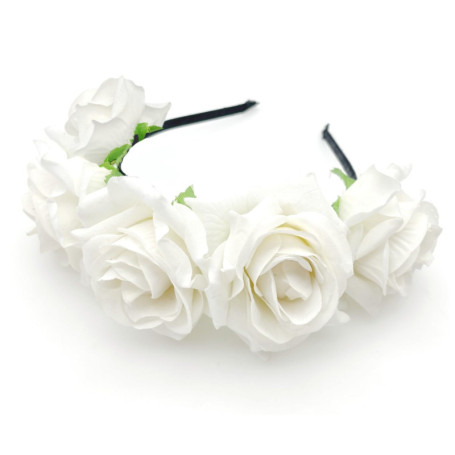 Serre-tête Élégant en Fleurs Blanches pour Femme