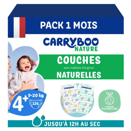 Couches Écologiques Taille 4+ Carryboo - Ultra Absorbantes et Douces pour Peaux Sensibles