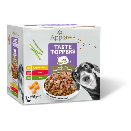 Applaws Nourriture Humide Naturelle pour Chiens - Viandes et Légumes en Gelée, 8 x 156g
