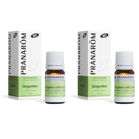 PRANARÔM - Gingembre BIO - Huile Essentielle Chémotypée - Tonique Digestive - 100% Pure Et Naturelle - HECT - 5 ml (Lot de 2)