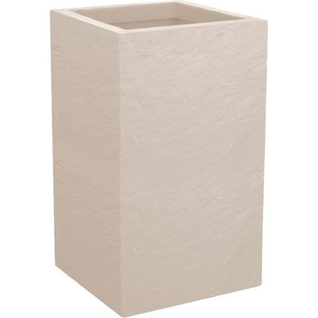 Pot de Fleur Carré Haut 30 cm Beige Calcaire - EDA