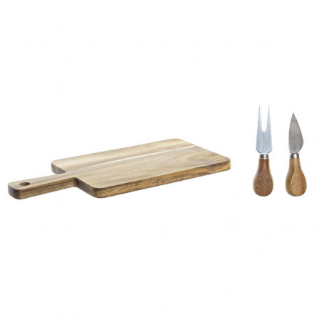 Planche à découper DKD Home Decor 2 couteaux Acier inoxydable Acacia (34 x 16 x 22,99 €