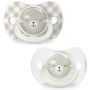 Lot de 2 sucettes symétriques Night&Day - SUAVINEX - 6 à 18 mois - Gris