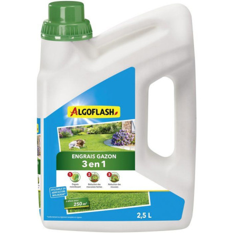 Engrais Gazon Liquide 3 en 1 - ALGOFLASH 2,5 L