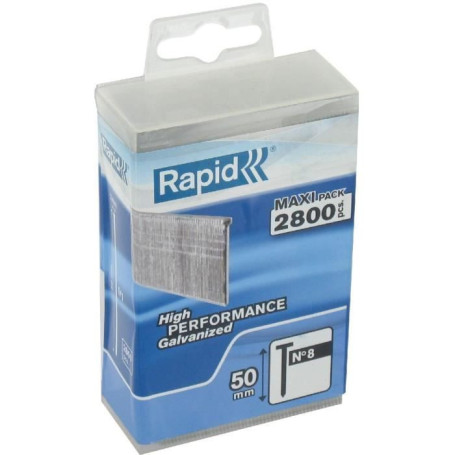 Clous RAPID Pointe n°8 en Acier Galvanisé - 2800 unités - 50mm