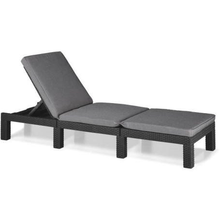Chaise Longue Daytona Deluxe en Résine Imitation Rotin - Gris Graphite