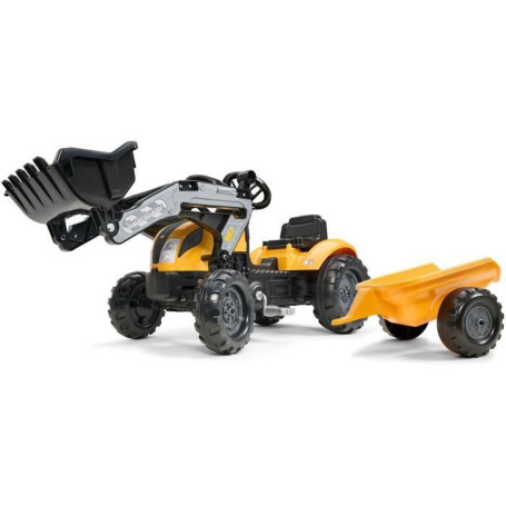 Tracteur à Pédales Mighty Builder avec Remorque - Jaune - 100% Français