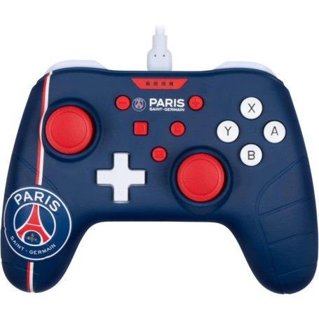 Manette de jeu Konix pour Nintendo Switch et PC - Filaire avec Vibration - Bleu, Blanc et Rouge