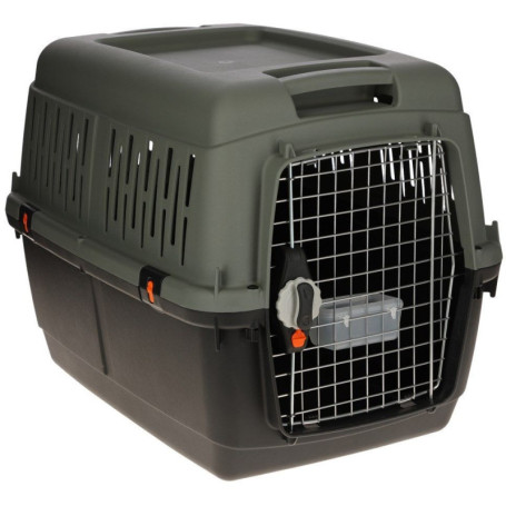 Box de Transport Eco KERBL pour Chiens et Chats - Gris/Vert - 81 x 60 x 61,5 cm