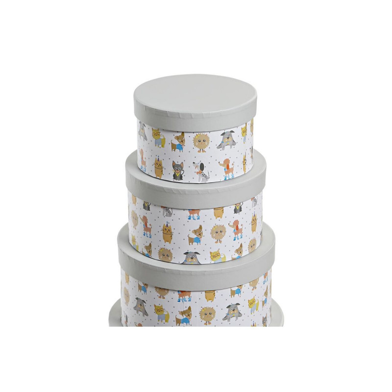 Image secondaire de Boîte Multiusage DKD Home Decor Blanc Enfant Multicouleur Fleurs Carton (37,5 x 37,5 x 18 cm)