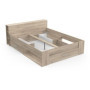Lit adulte Oxygene 140 x 190 cm en chêne Kronberg avec rangement