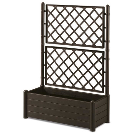 Jardinière Italia Flower Box avec Treillis - Effet Bois Moka 100x43xH142 cm