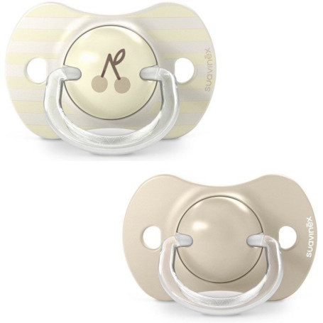 Lot de 2 sucettes symétriques Birdies - SUAVINEX - 18 mois et plus - Beige