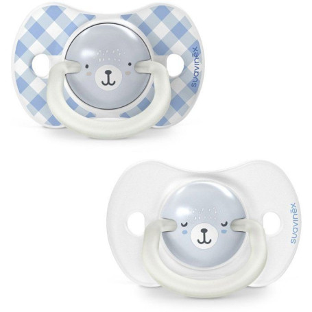 Lot de 2 sucettes symétriques Night&Day Wild&Free - SUAVINEX - 0 à 6 mois - Bleu