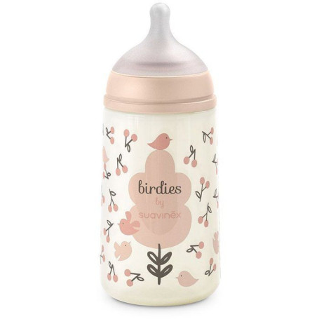Biberon Suavinex Birdies 270 ml avec Tétine SX Pro M - Rose