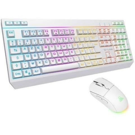 Pack Gamer Sans Fil THE G-LAB Combo Tungsten EX - Clavier et Souris Blanc