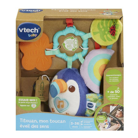 Titouan, le Toucan Éveil des Sens - Doudou Multicolore