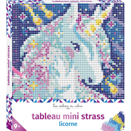 Tableau mini strass licorne - boîte avec accessoires