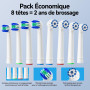 Seago Brosse à dents électrique rotative rechargeable, brosse à dent électrique avec étui voyage, 8 têtes pour familial, 5 modes