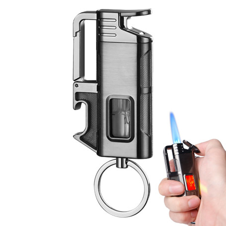 BYZESTY Briquet Chalumeau, Jet Flamme Allume Gaz, Tempête Rechargeable pour Cuisine, Bougies, Camping