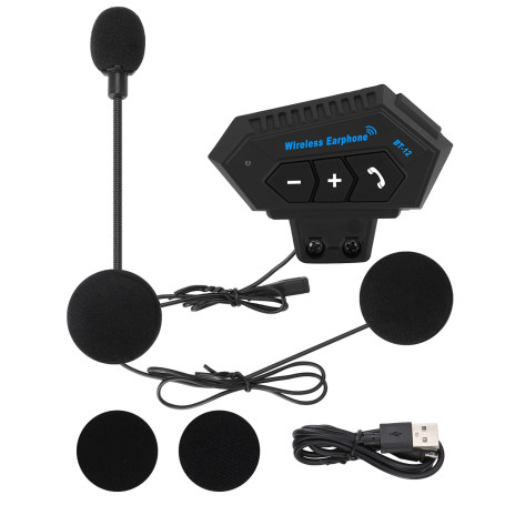 Yosoo Health Gear BT12 Intercom Moto Kit Main Libre Bluetooth Headset, Casque Bluetooth de Moto, Casque avec Haut-Parleurs Écout