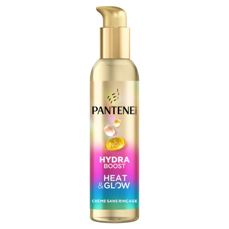 Crème Sans Rinçage Pantene Pro-V Hydra Boost Heat & Glow 135ml. Protège contre l'humidité, les frisottis et la chaleur. Avec for