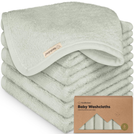 6-Pack Lingettes en Bambou Bio pour Bébé - Douces, Enfants, Serviettes, Molleton, Visage (Dove)