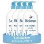 BIOLANE - Lot de 4 Gels Corps Et Cheveux 2 en 1 - Gel Lavant - 750ml - 97% Origine Naturelle - Doux - Peaux Sensibles - Cheveux 